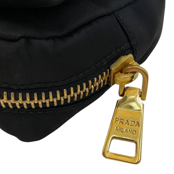Authentic Prada Bow Pouch Black w/ Gold Hardware Zipper Closure Key Cles Pouch - Picture 8 of 11